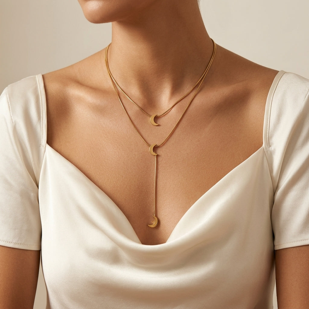 Minimal Stainless Steel Moon Necklace