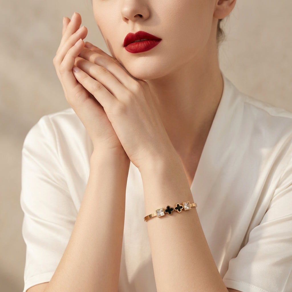 Luxury Stainless Steel Minimal Handcuff Bracelet for Women