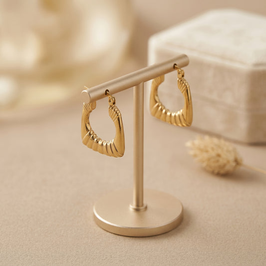 Minimal Geometric Gold Stainless Steel Hoop Earrings
