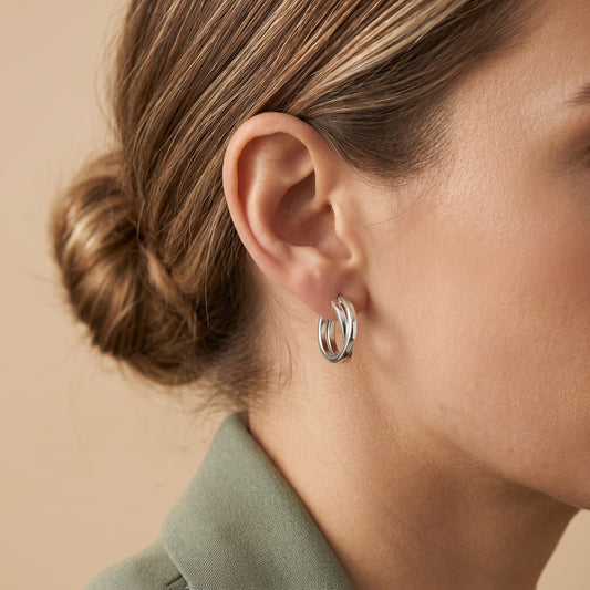 Minimal Silver Stainless Steel Hoop Earrings