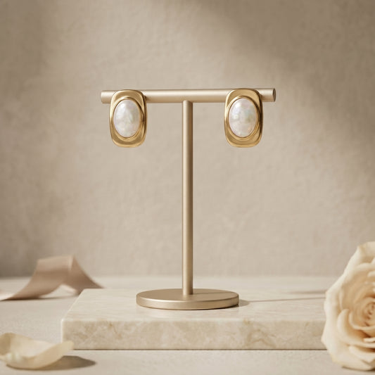 Minimal Mother of Pearl Stainless Steel Stud Earrings