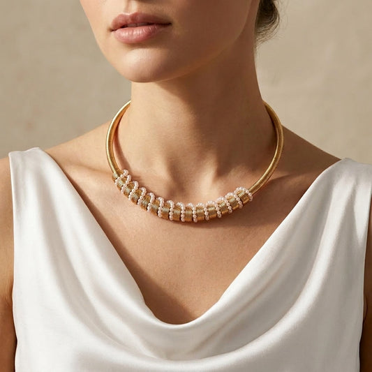 Auréa Pearl Stainless Steel Statement Necklace