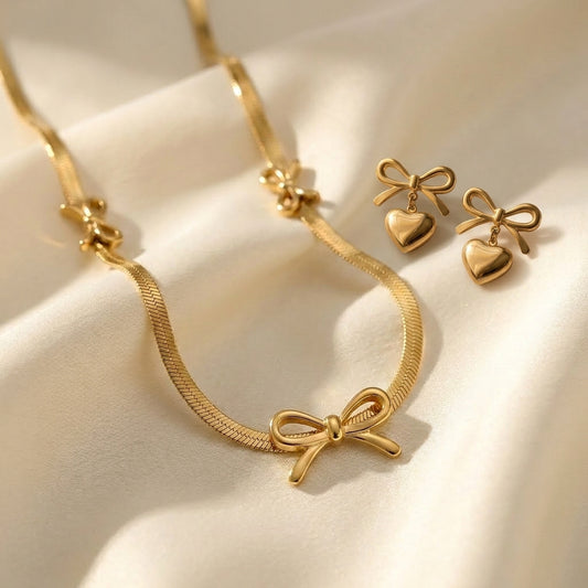 Minimal Golden Stainless Steel Jewelry Set