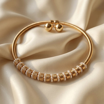 Minimalist Stainless Steel Pearl Jewelry Set – Gold Choker Necklace for Women