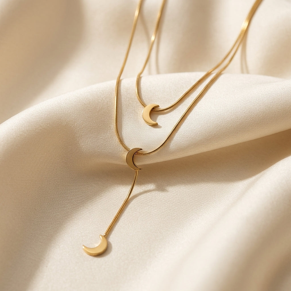 Minimal Stainless Steel Moon Necklace