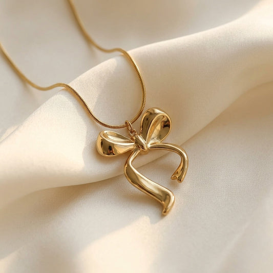 Modern Stainless Steel Bow Necklace