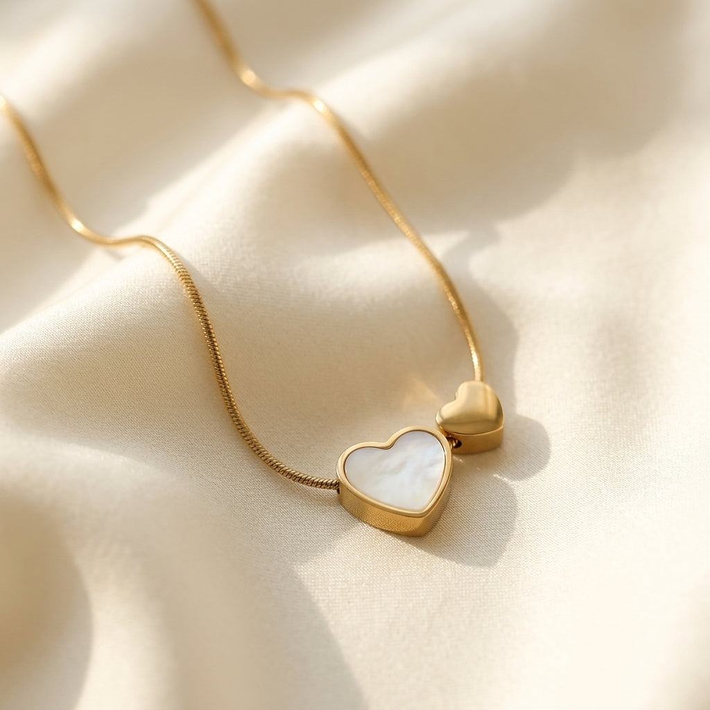 Minimal Double Heart Stainless Steel Pendant Necklace