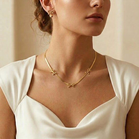 Minimal Golden Stainless Steel Jewelry Set