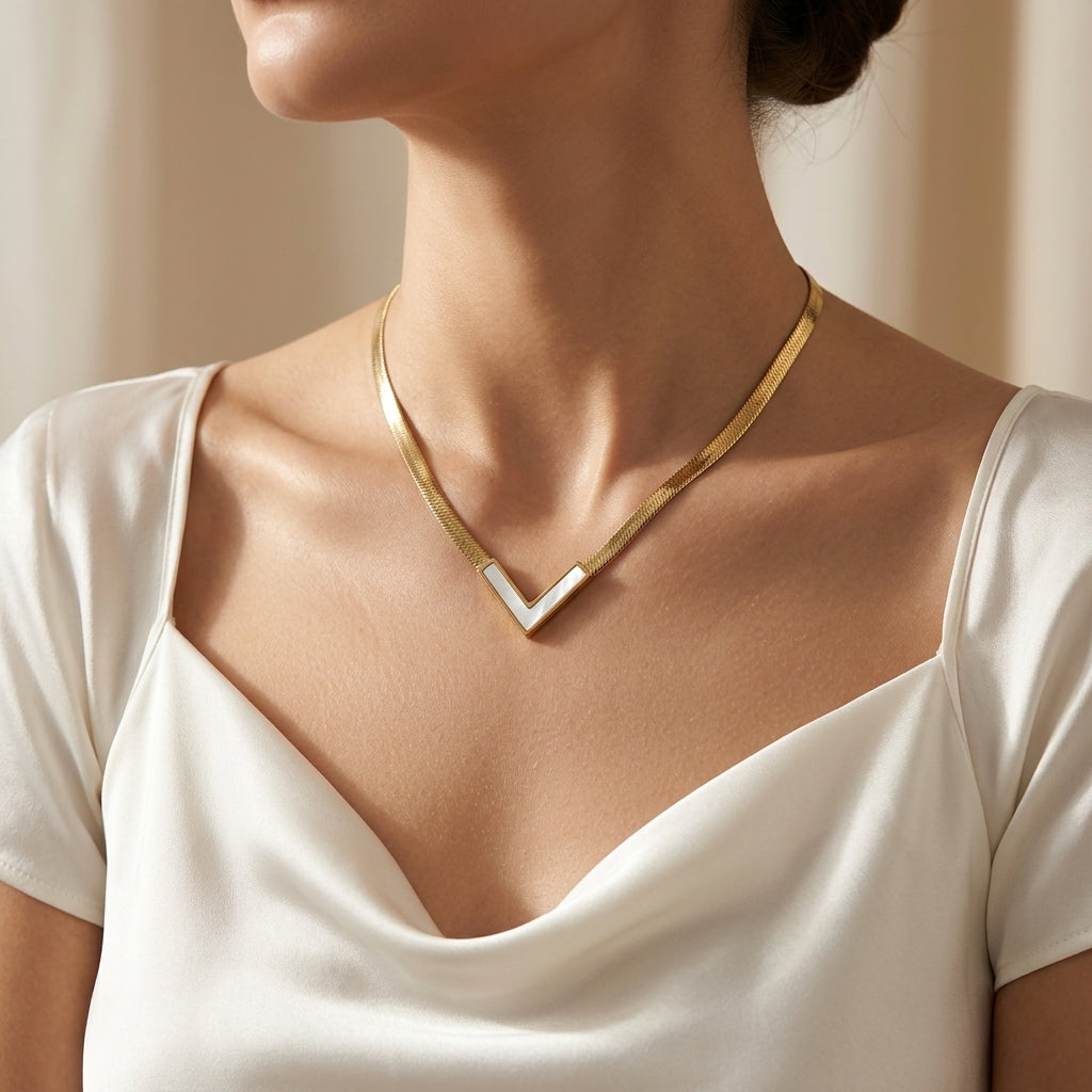 Elegant Stainless Steel V Necklace