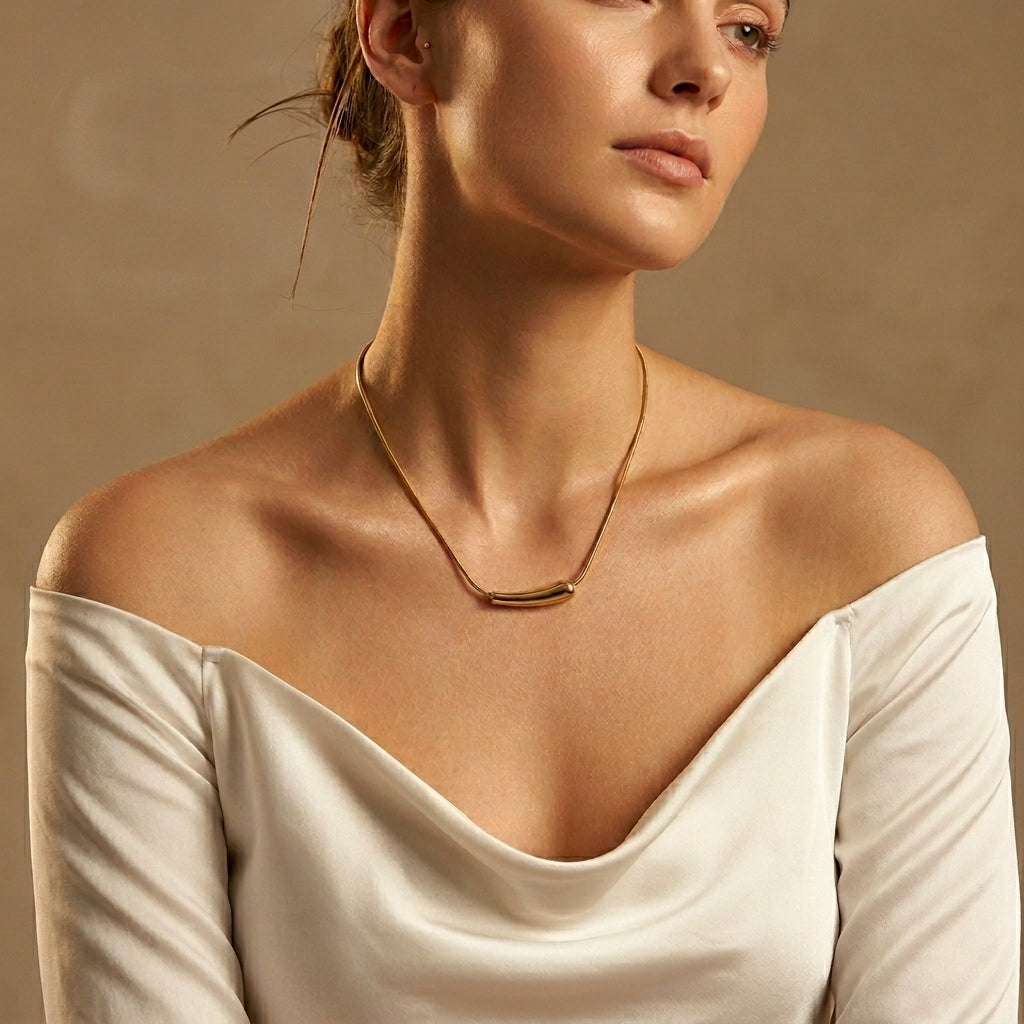 Golden Arc Stainless Steel Necklace