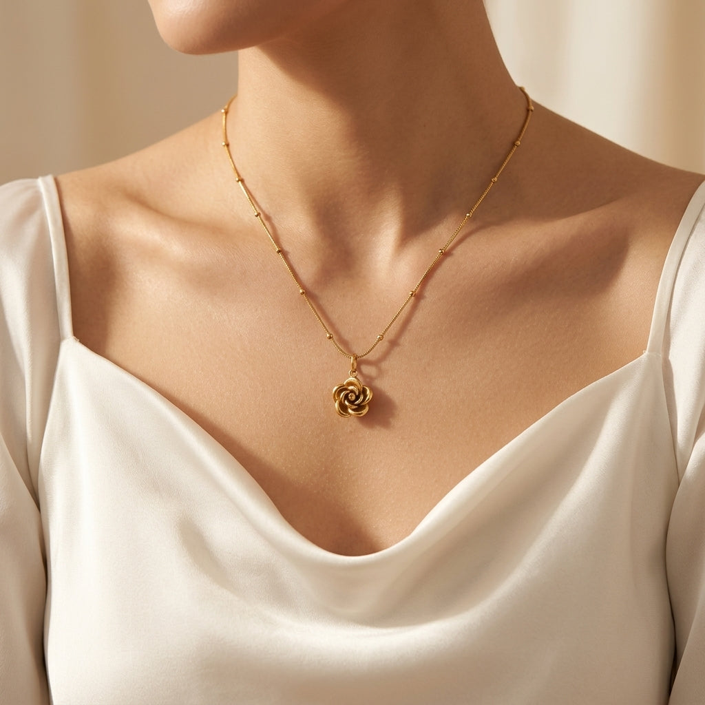 Minimalist Stainless Steel Rose Necklace