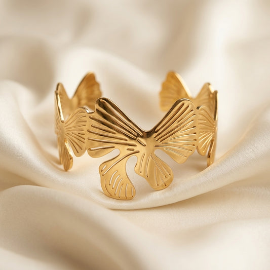 Stainless Steel Butterfly Open Hand Cuff Bangle Bracelet