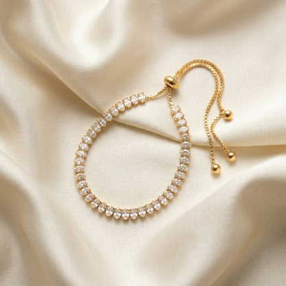 Adjustable Stainless Steel Crystal Bracelet