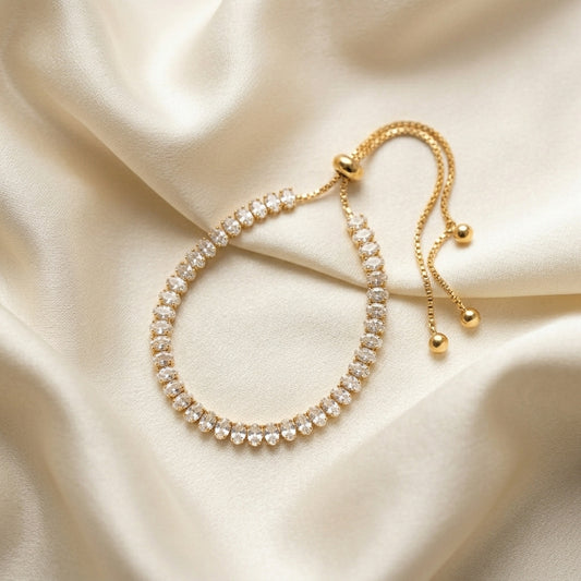 Adjustable Stainless Steel Crystal Bracelet