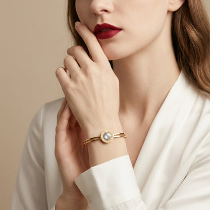 Minimal Stainless Steel Roman Crystal Gold Bracelet