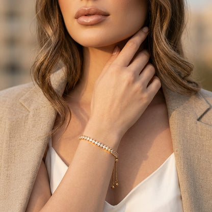 Adjustable Stainless Steel Crystal Bracelet