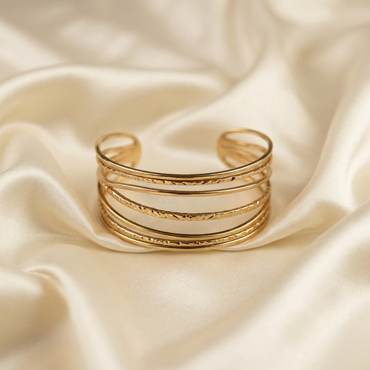 Minimal Gold Stainless Steel Cuff Bracelet for Women