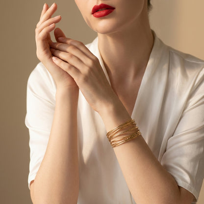Minimal Gold Stainless Steel Cuff Bracelet for Women