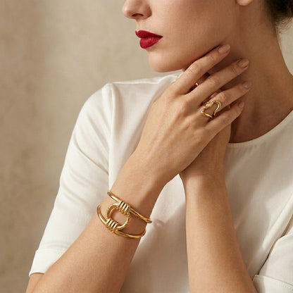 Minimal Gold Stainless Steel Cuff Bracelet