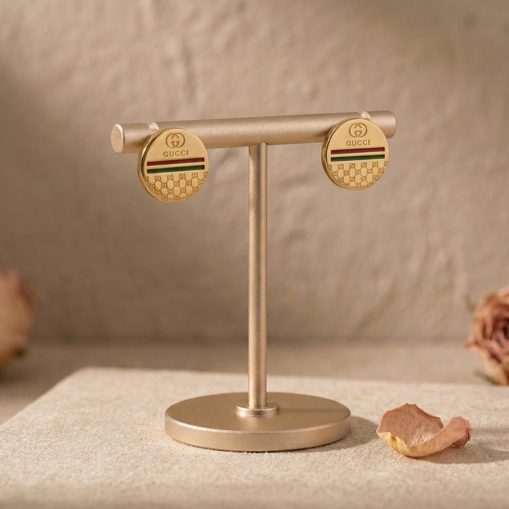 Luxury Gold-Tone Stainless Steel Designer Stud Earrings