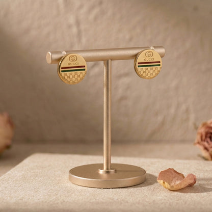 Luxury Gold-Tone Stainless Steel Designer Stud Earrings