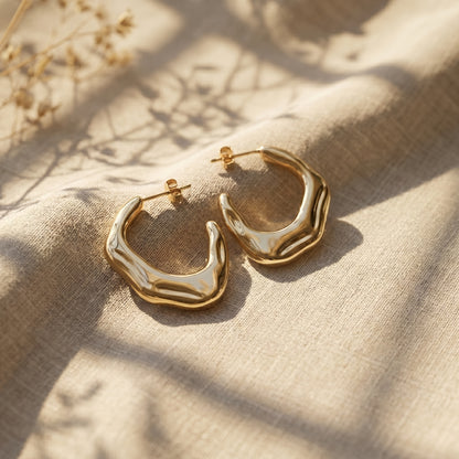 Gold Minimalist Stainless Steel Hoop Earrings