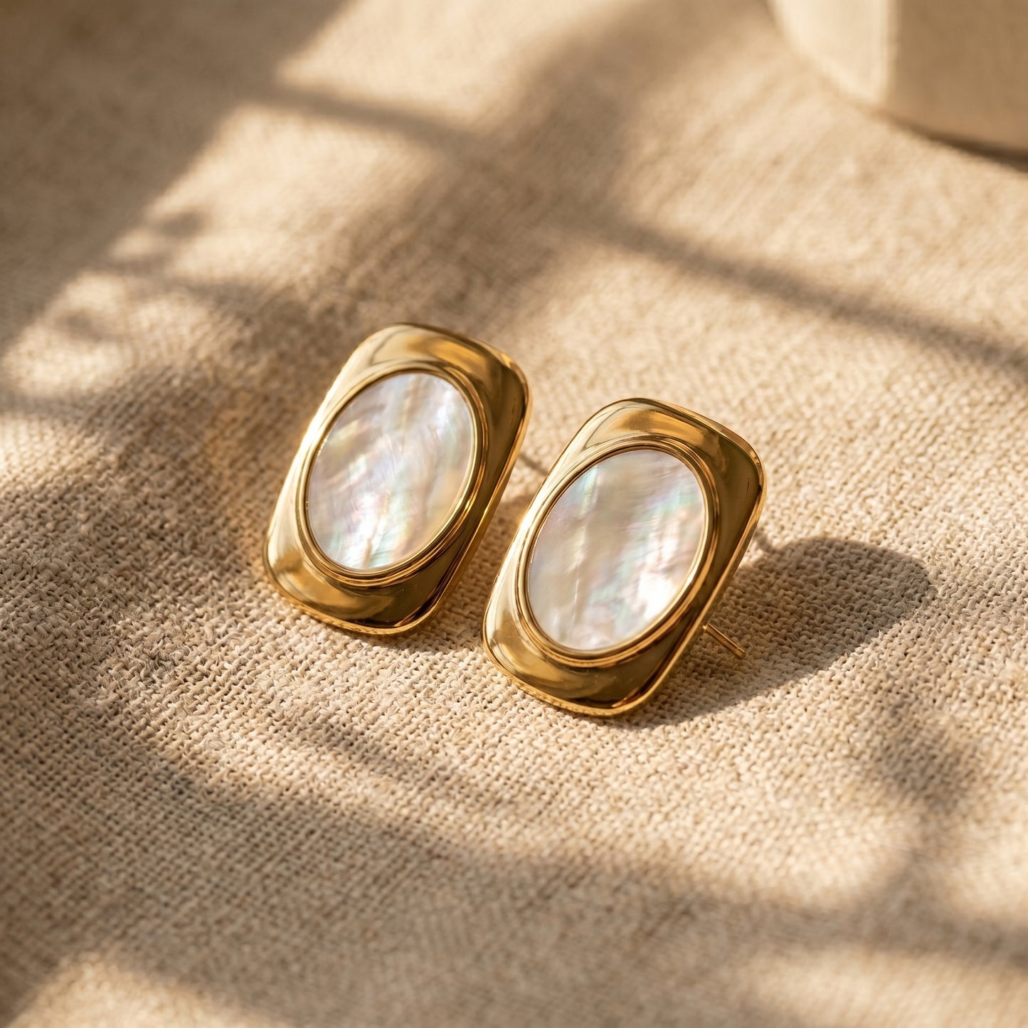 Minimal Mother of Pearl Stainless Steel Stud Earrings