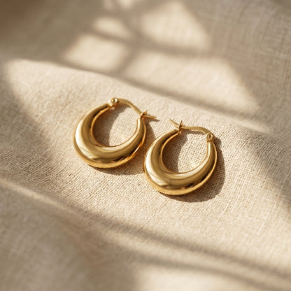 Minimal Gold Stainless Steel Hoop Earrings