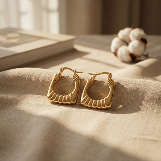 Minimal Geometric Gold Stainless Steel Hoop Earrings