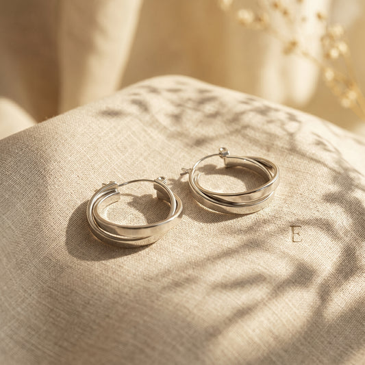 Minimal Silver Stainless Steel Hoop Earrings