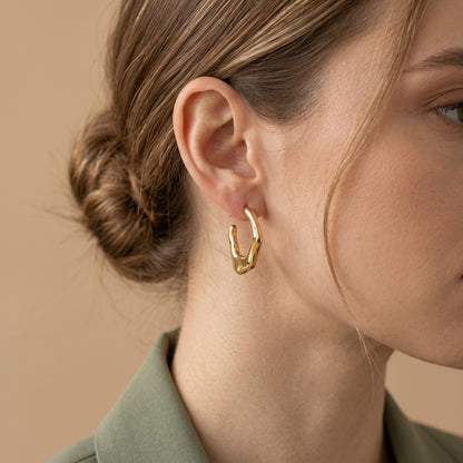 Gold Minimalist Stainless Steel Hoop Earrings