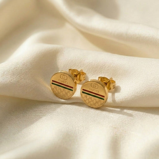 Luxury Gold-Tone Stainless Steel Designer Stud Earrings