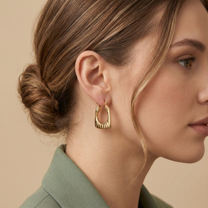 Minimal Geometric Gold Stainless Steel Hoop Earrings