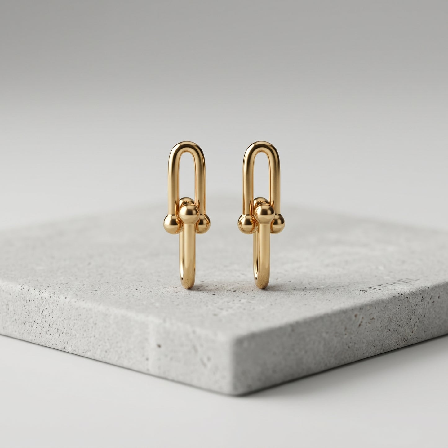Minimal Gold Link Stainless Steel Stud Earrings