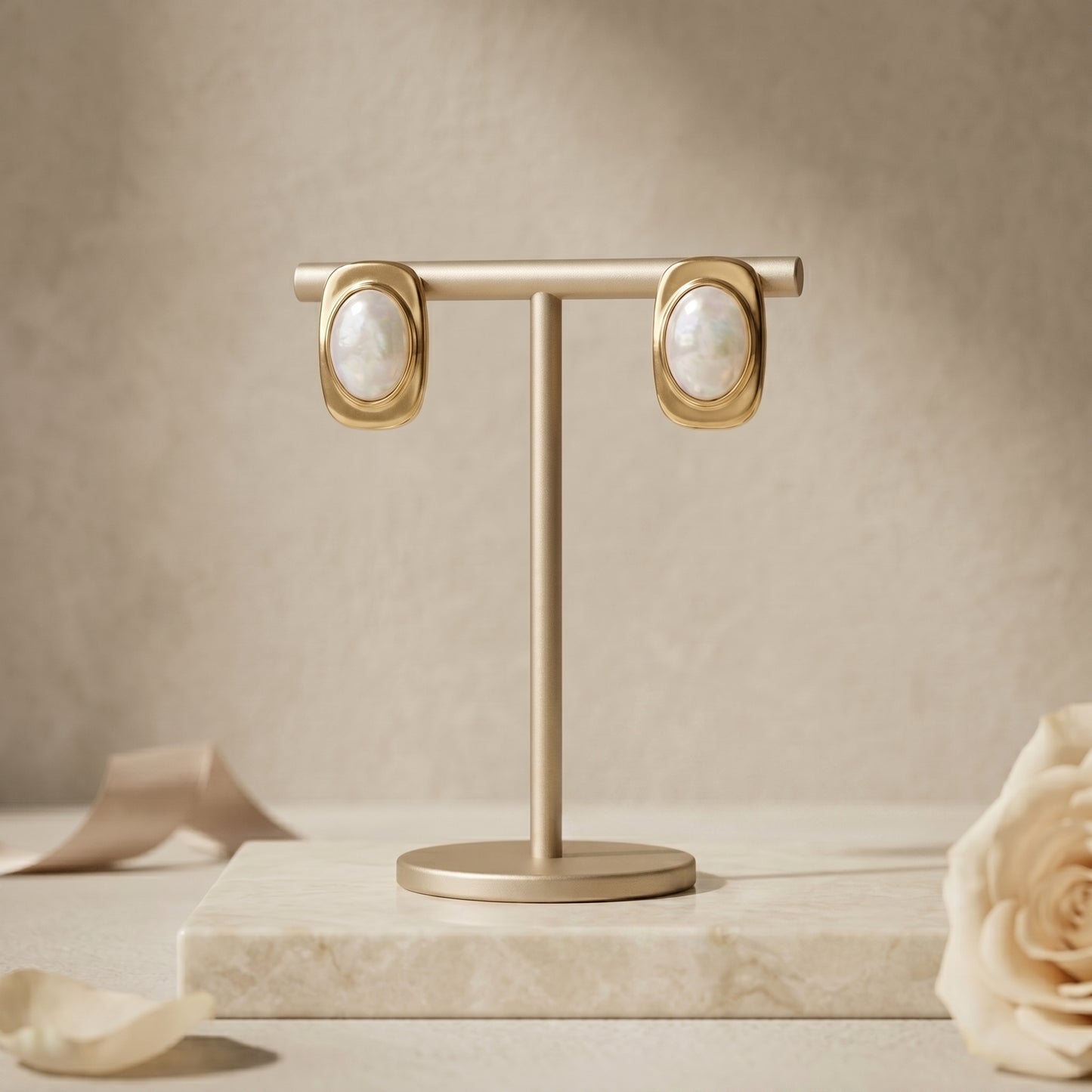 Minimal Mother of Pearl Stainless Steel Stud Earrings