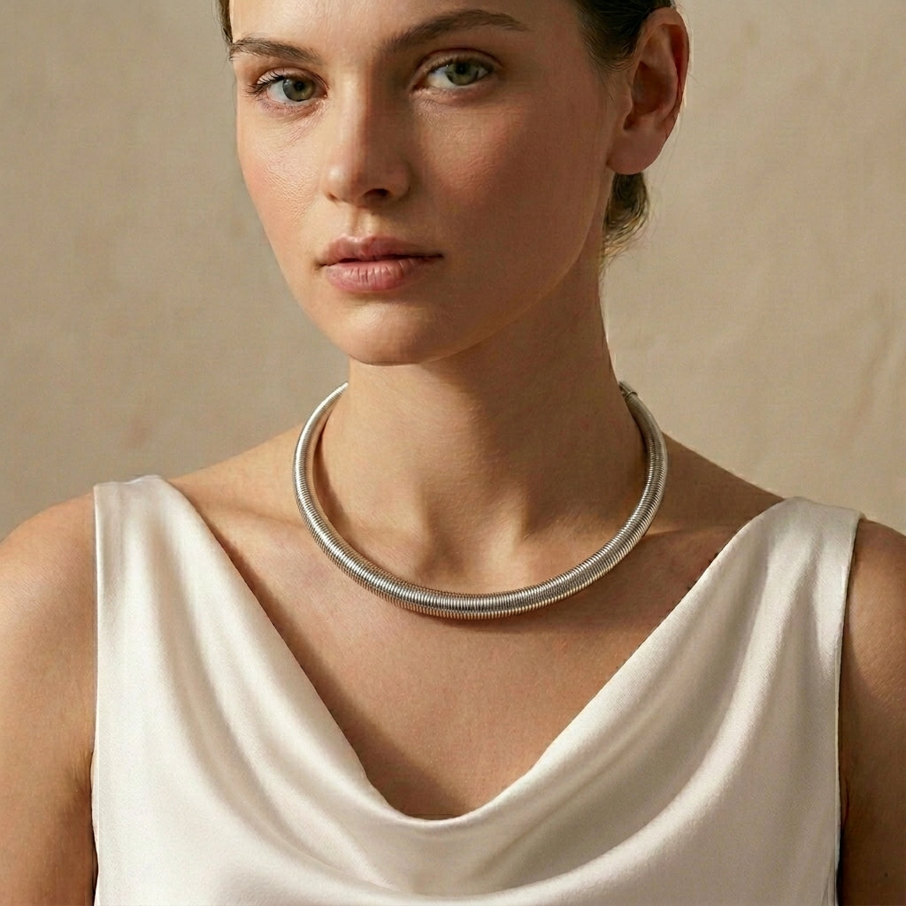 Luna Coil Stainless Steel Minimalist Necklace