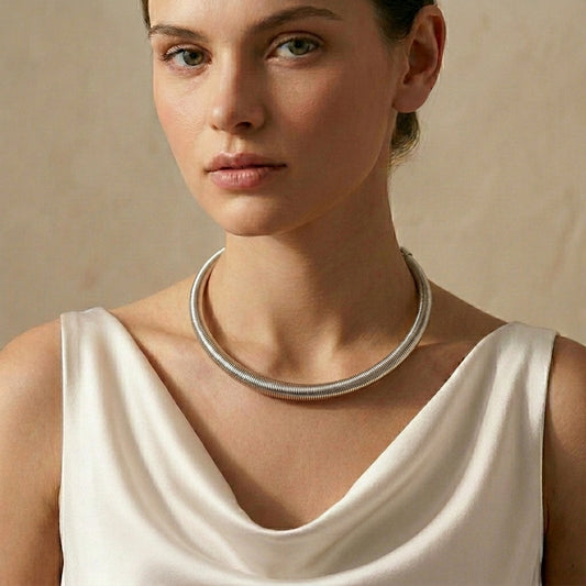 Luna Coil Stainless Steel Minimalist Necklace