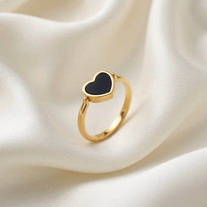 Rotating Double Heart Stainless Steel Ring – 2 in 1 Black & White