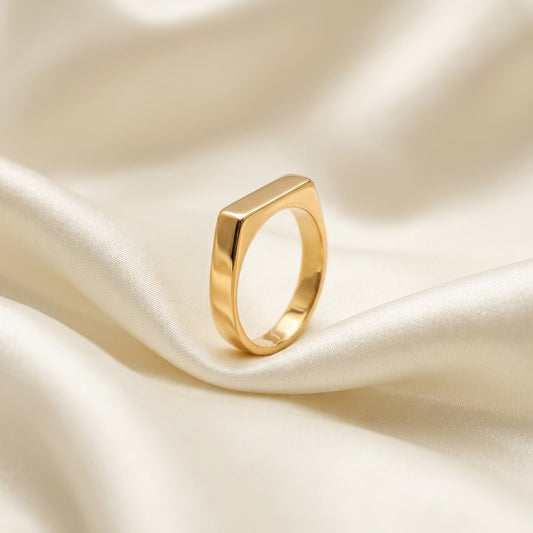 Minimalist Stainless Steel Signet Ring for Women