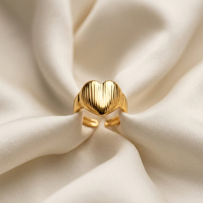 Minimalist Gold Heart Adjustable Stainless Steel Open Ring