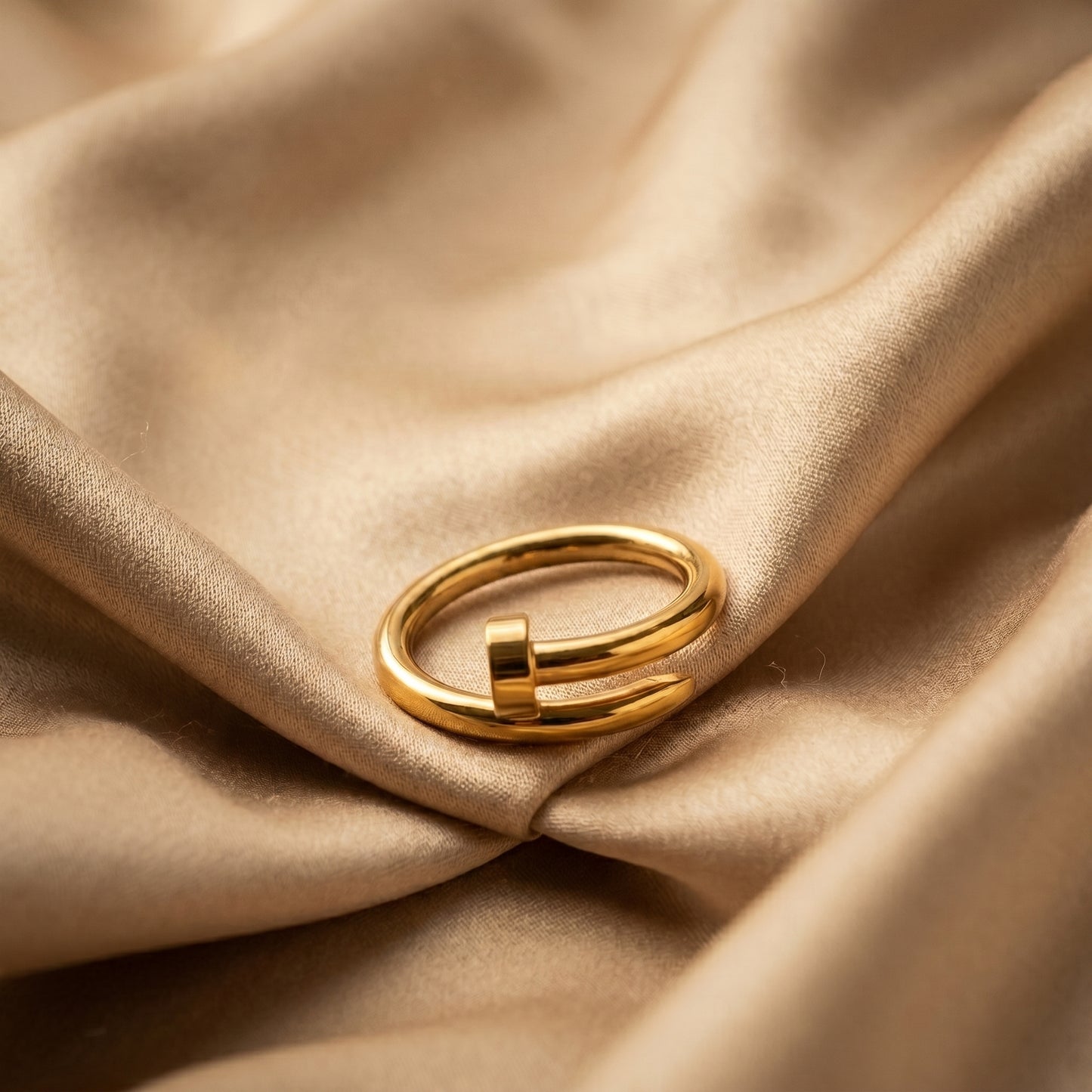 Minimalist Nail Gold Stainless Steel Adjustable Open Ring