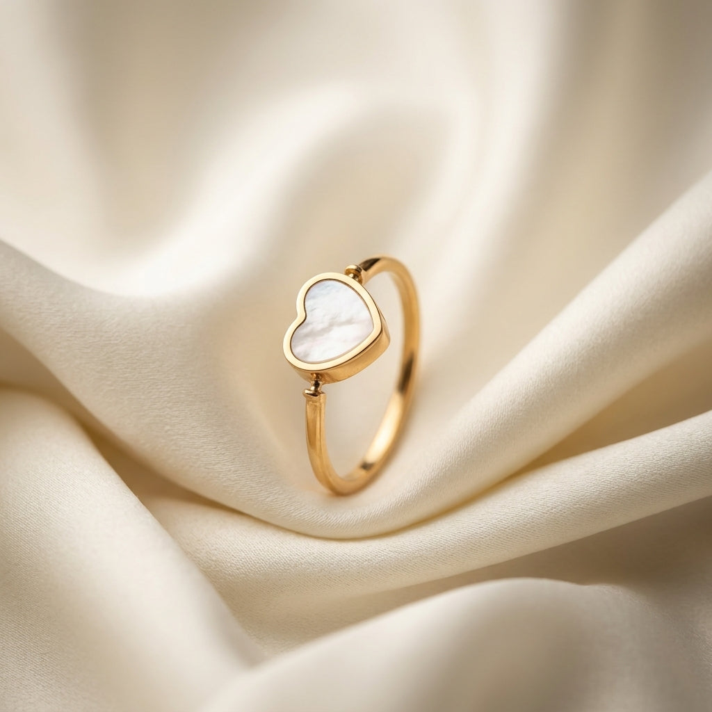 Rotating Double Heart Stainless Steel Ring – 2 in 1 Black & White
