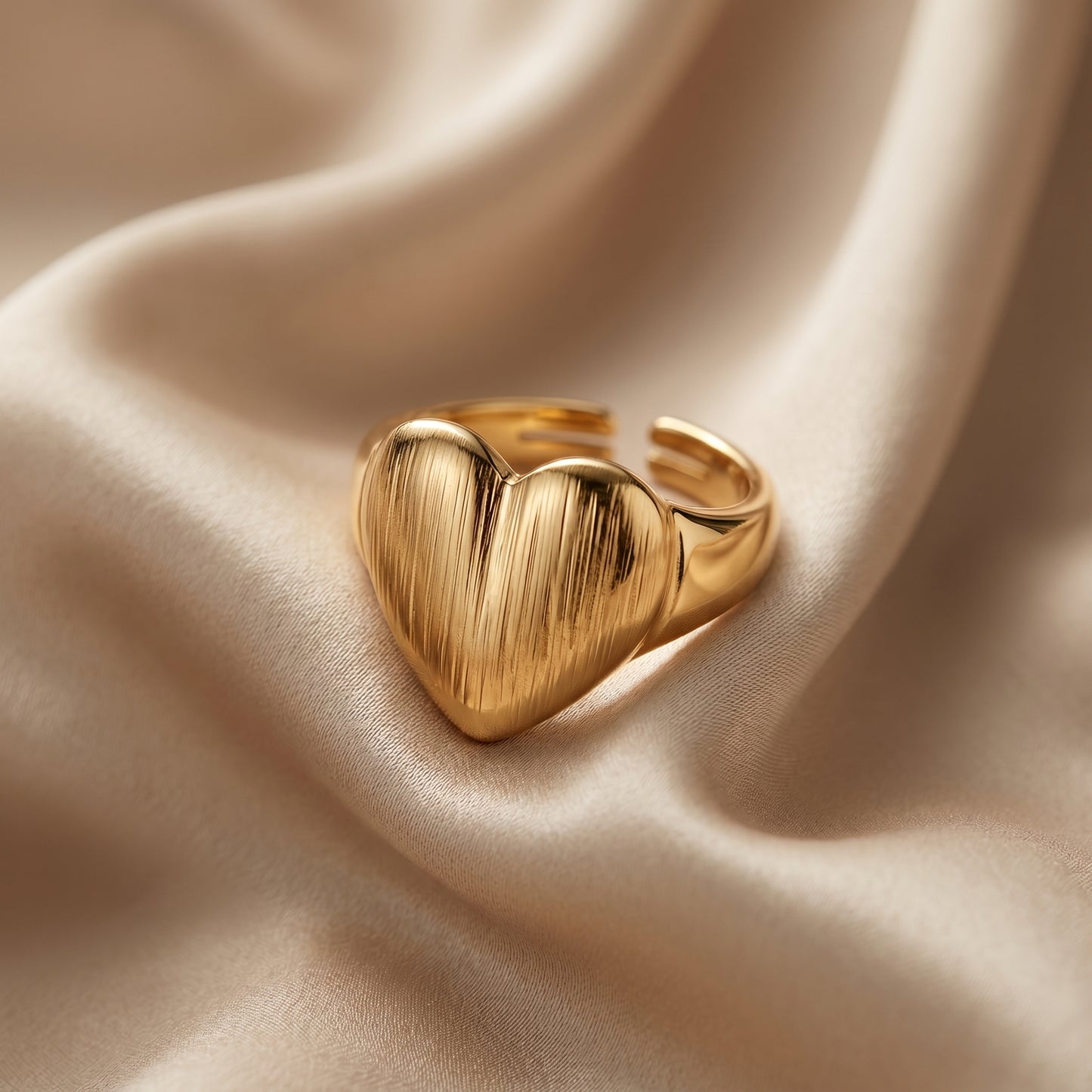 Minimalist Gold Heart Adjustable Stainless Steel Open Ring
