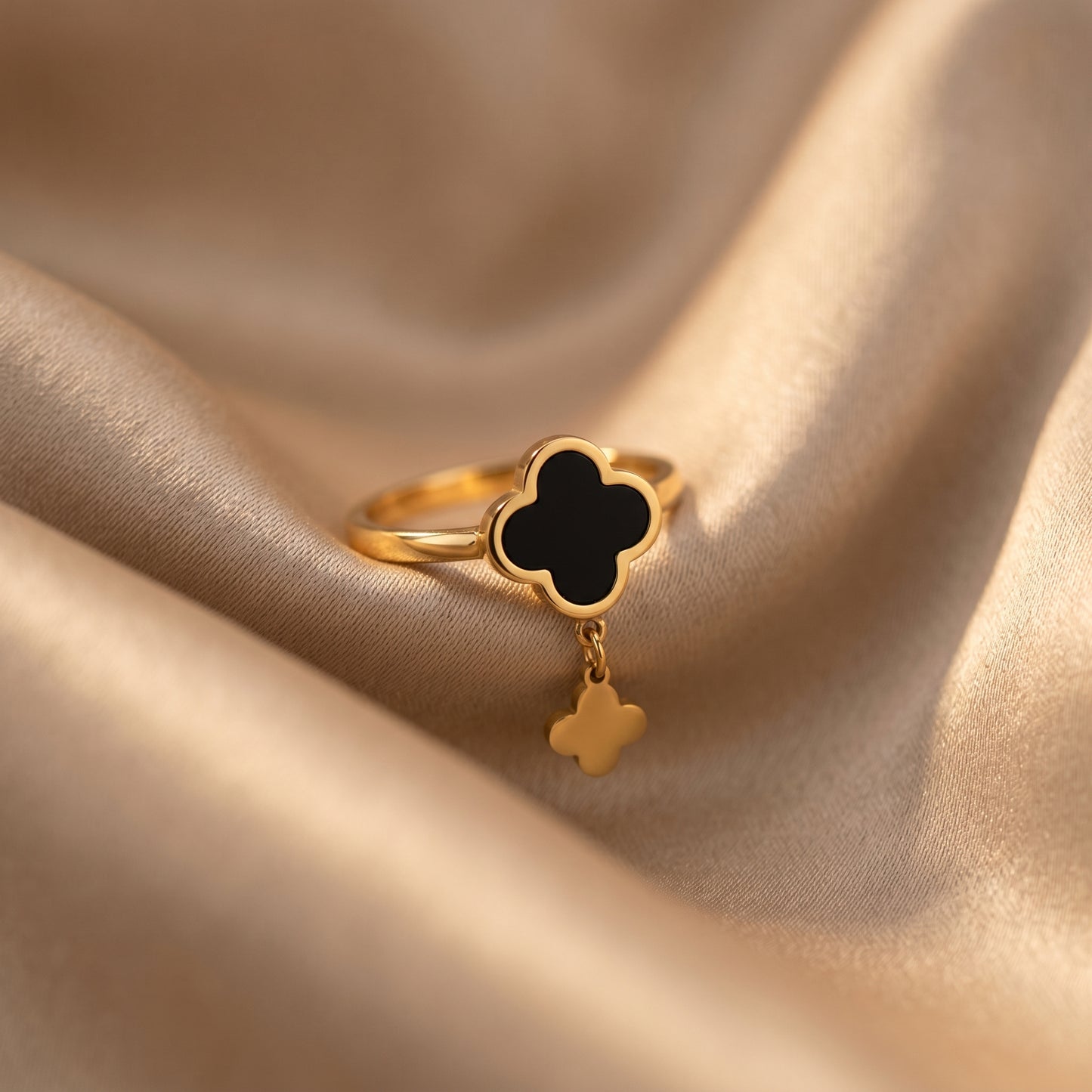 Clover Dangle Stainless Steel Ring