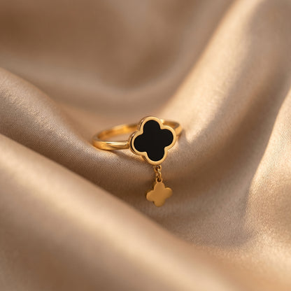 Clover Dangle Stainless Steel Ring