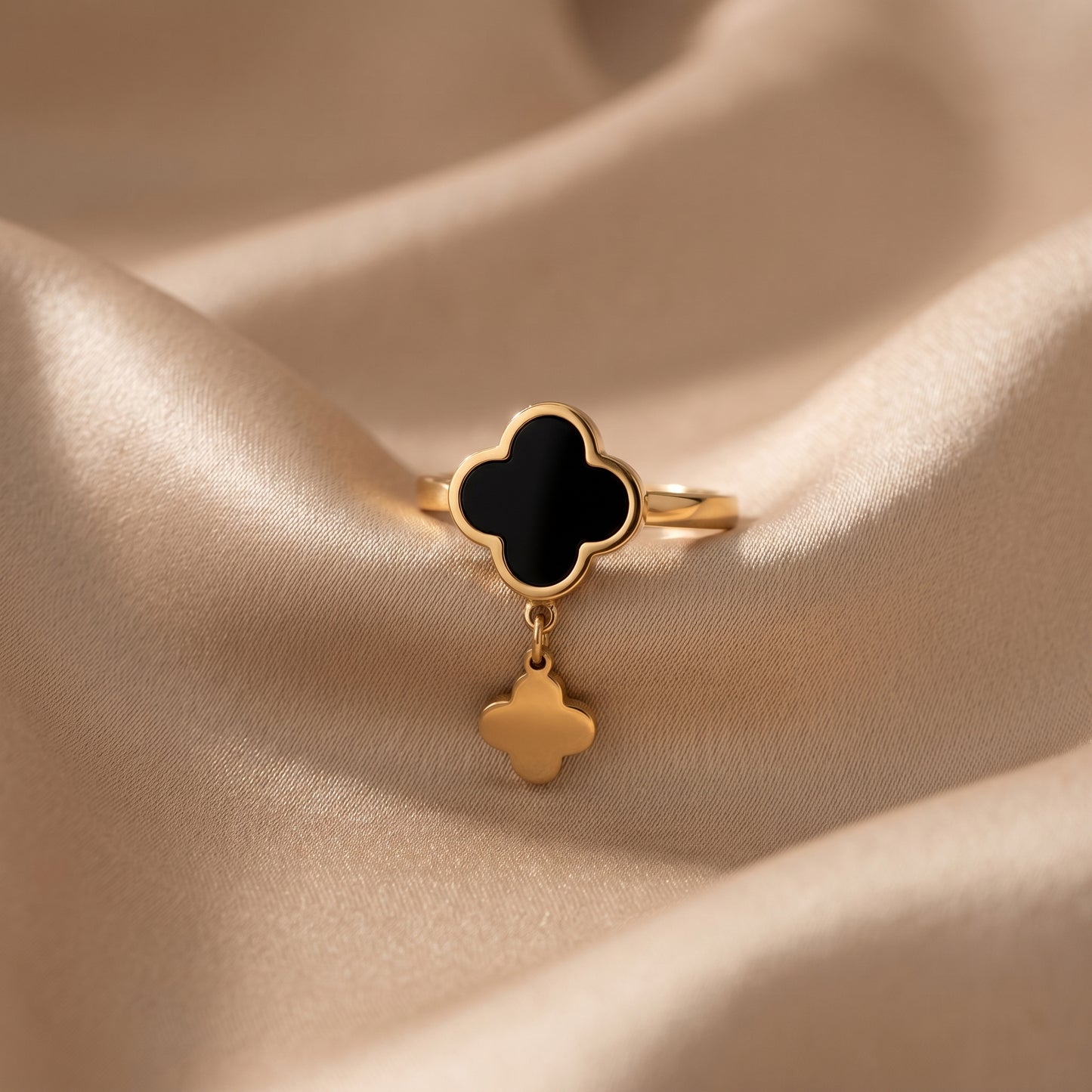 Clover Dangle Stainless Steel Ring