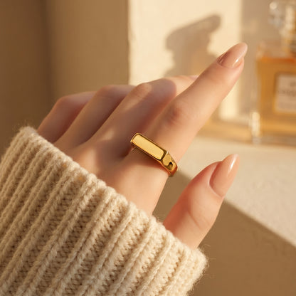 Minimalist Stainless Steel Signet Ring for Women