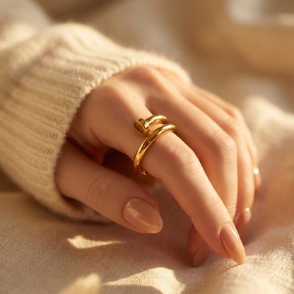 Minimalist Nail Gold Stainless Steel Adjustable Open Ring