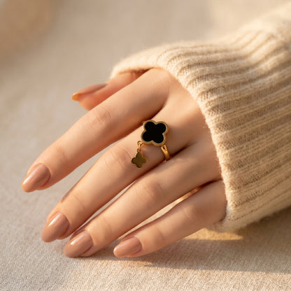 Clover Dangle Stainless Steel Ring