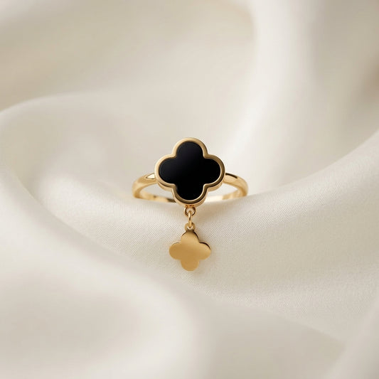 Clover Dangle Stainless Steel Ring